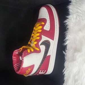 #41 Nike Terminator Red and White High-Top Sneakers